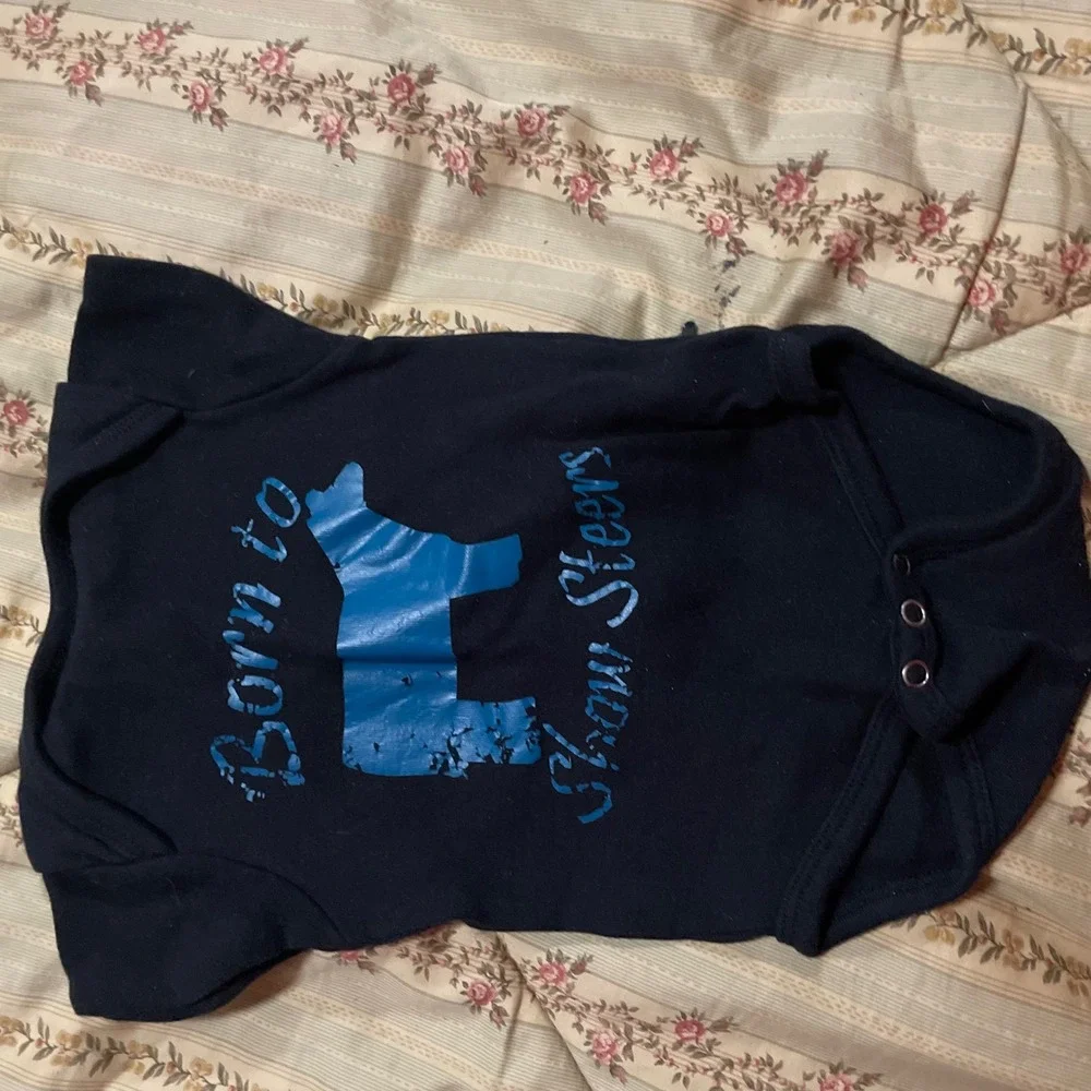 Creations of Grace Infant bodysuit Black Born to Show‎ Steers 6-12 M Beef Cattle